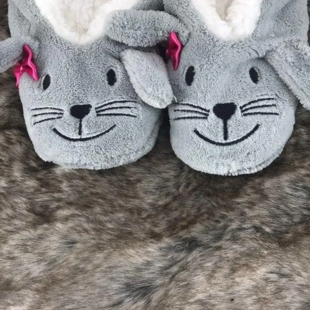 Holiday Time Kids Snow Bunny‎ Slipper Socks sz 7/3